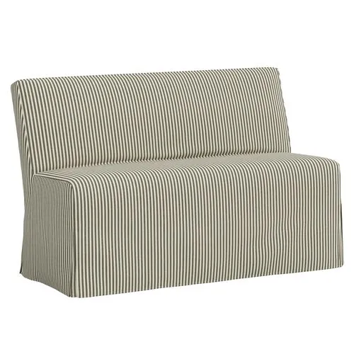 Lindy Slipcover Dining Banquette - Jane Stripe - Green