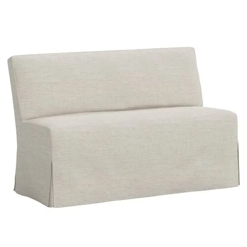 Lindy Slipcover Dining Banquette - Linen - Gray