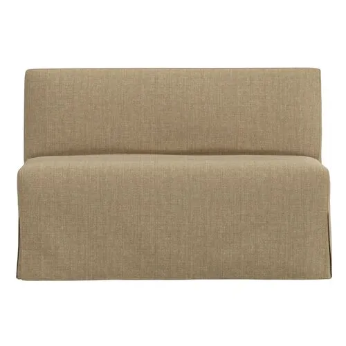 Lindy Slipcover Dining Banquette - Linen - Brown