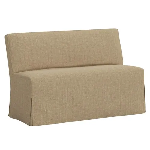 Lindy Slipcover Dining Banquette - Linen - Brown