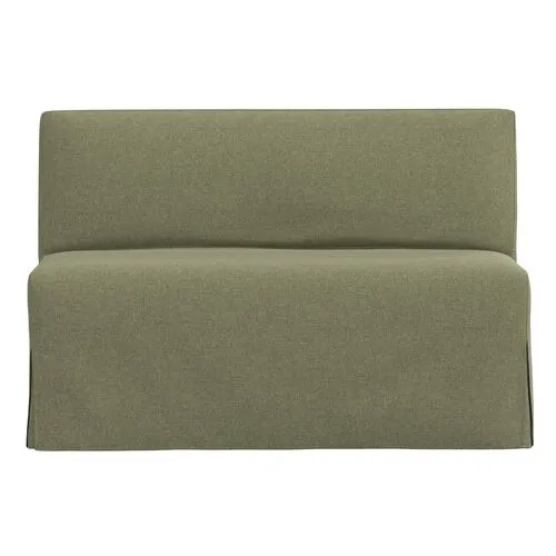 Lindy Slipcover Dining Banquette - Linen - Green