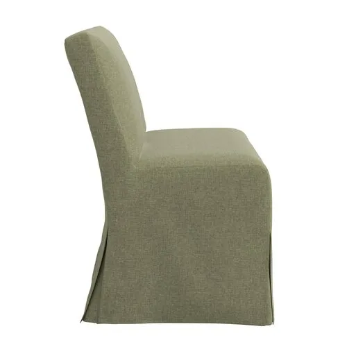 Lindy Slipcover Dining Banquette - Linen - Green