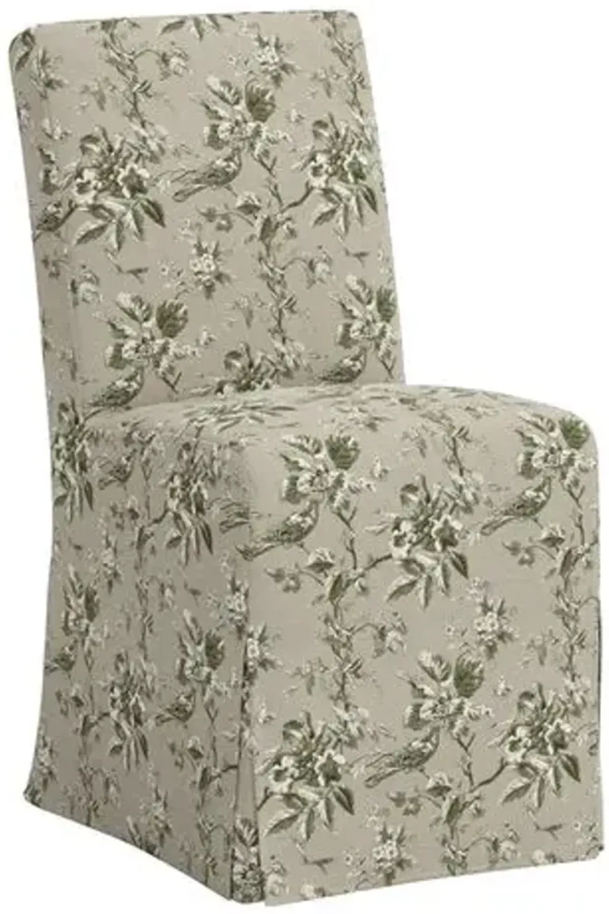 Lindy Slipcover Dining Chair - Michigan Bird Toile - Green