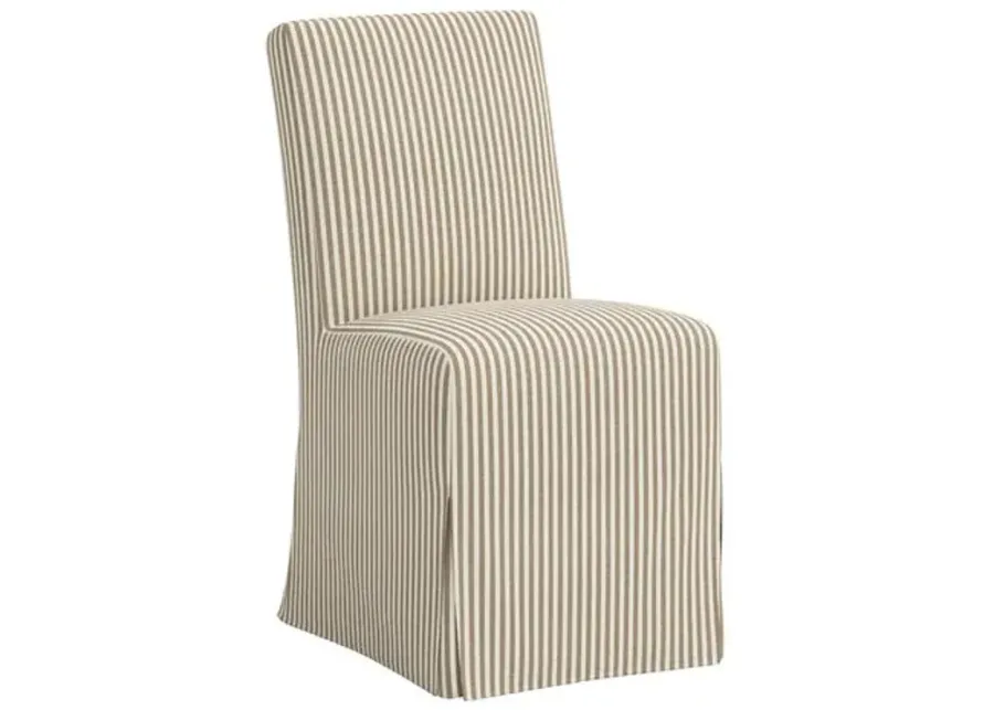 Lindy Slipcover Dining Chair - Jane Stripe - Brown