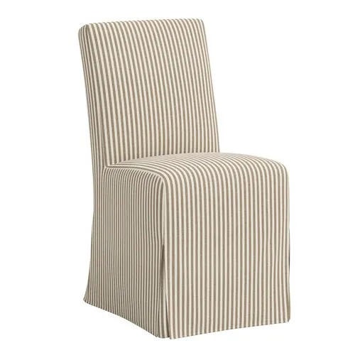 Lindy Slipcover Dining Chair - Jane Stripe - Brown