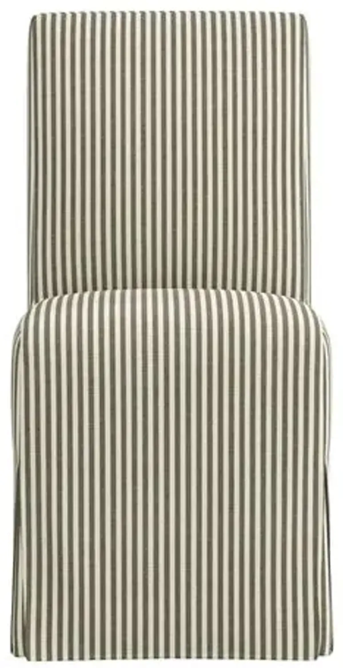 Lindy Slipcover Dining Chair - Jane Stripe - Green