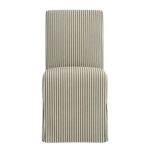 Lindy Slipcover Dining Chair - Jane Stripe - Green