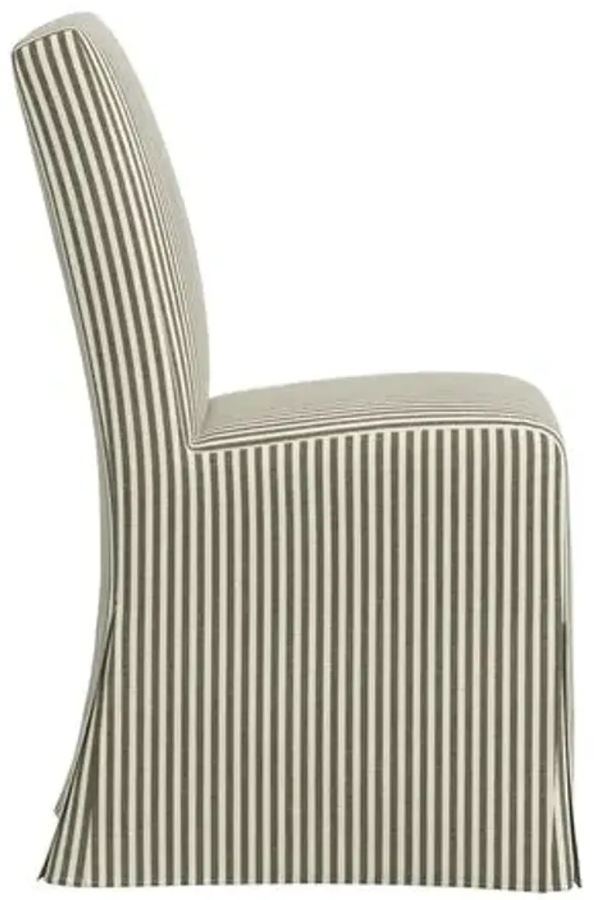 Lindy Slipcover Dining Chair - Jane Stripe - Green