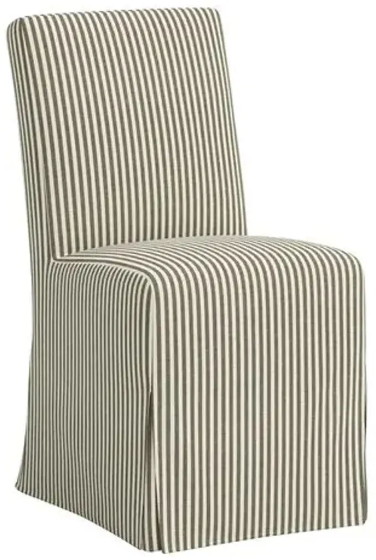 Lindy Slipcover Dining Chair - Jane Stripe - Green