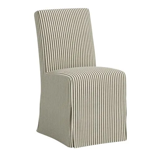 Lindy Slipcover Dining Chair - Jane Stripe - Green