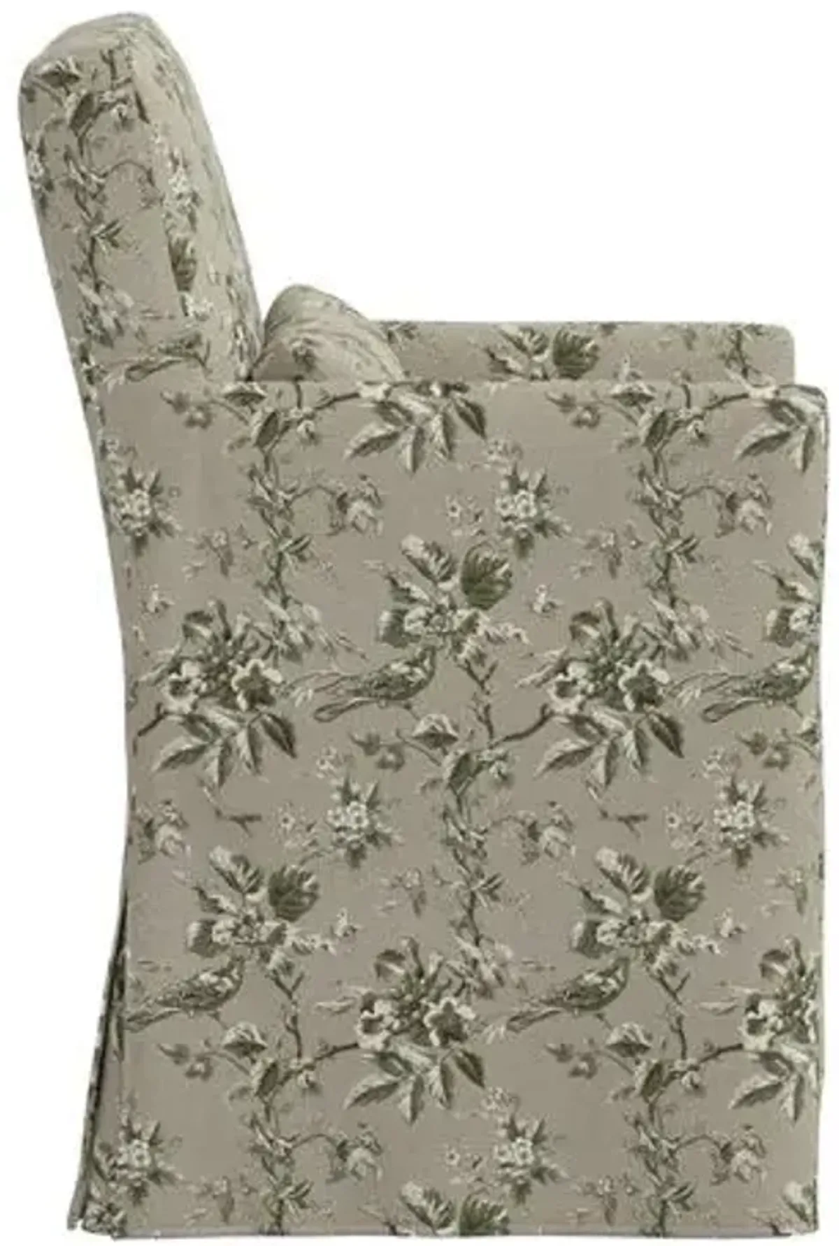 Lindy Slipcover Dining Arm Chair - Michigan Bird Toile - Green