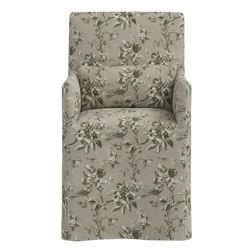 Lindy Slipcover Dining Arm Chair - Michigan Bird Toile - Green