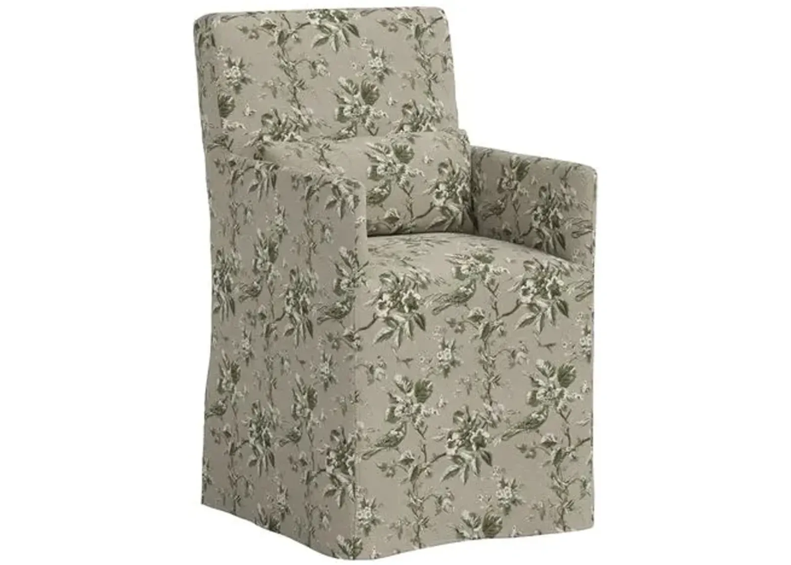 Lindy Slipcover Dining Arm Chair - Michigan Bird Toile - Green