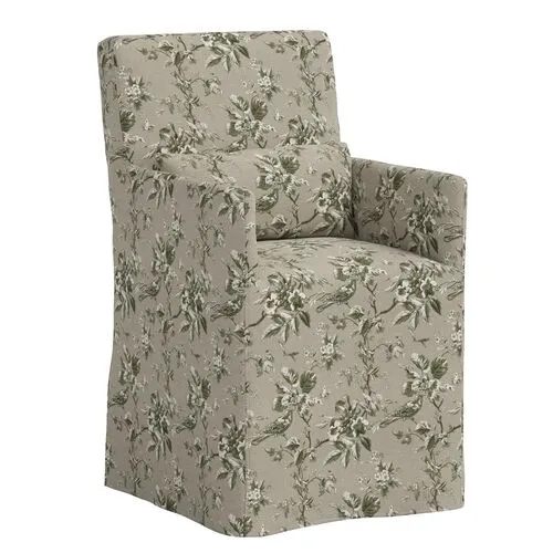 Lindy Slipcover Dining Arm Chair - Michigan Bird Toile - Green