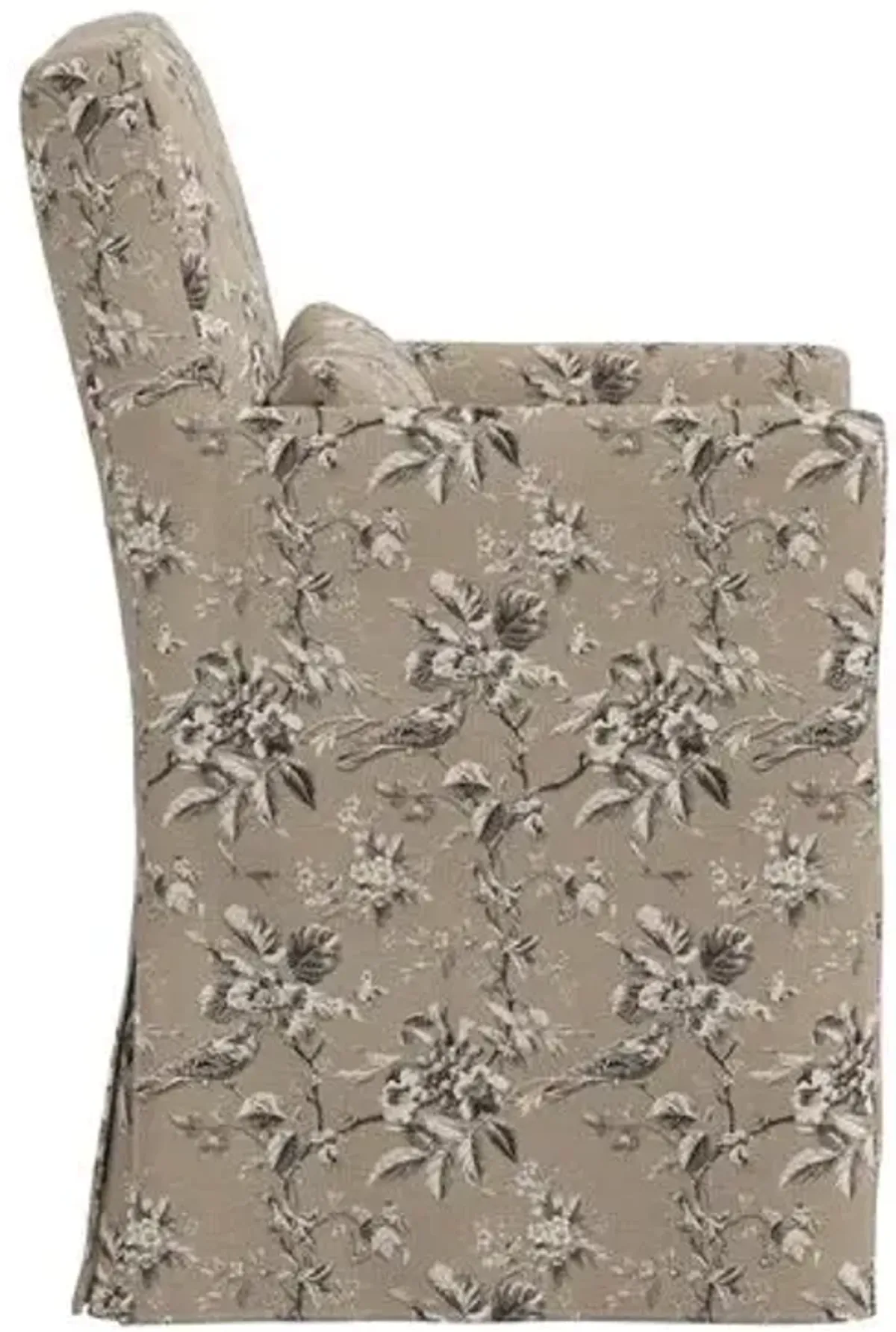 Lindy Slipcover Dining Arm Chair - Michigan Bird Toile - Brown