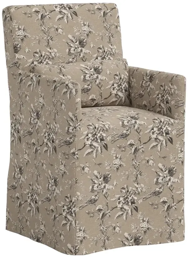 Lindy Slipcover Dining Arm Chair, Michigan Bird Toile