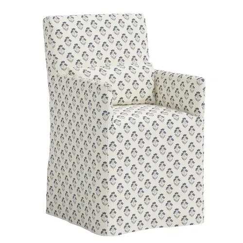 Lindy Slipcover Dining Arm Chair - Francie - Blue