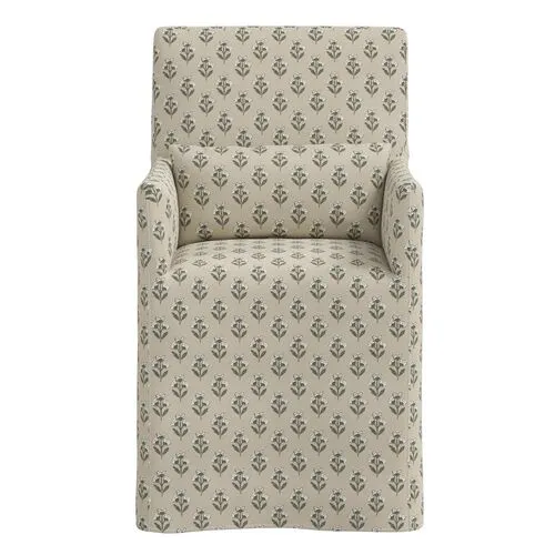 Lindy Slipcover Dining Arm Chair - Francie - Green