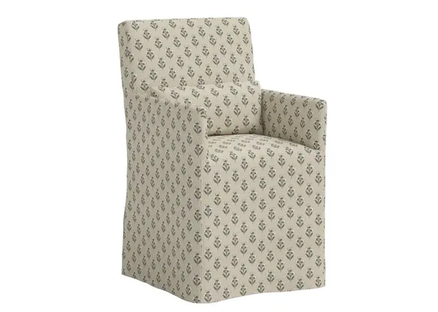 Lindy Slipcover Dining Arm Chair - Francie - Green