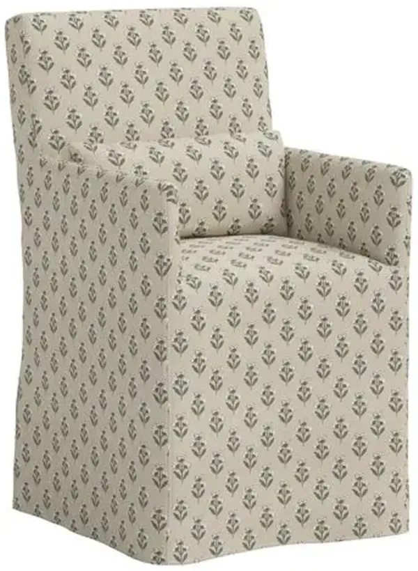 Lindy Slipcover Dining Arm Chair - Francie - Green