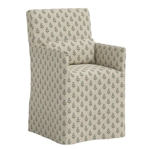 Lindy Slipcover Dining Arm Chair - Francie - Green