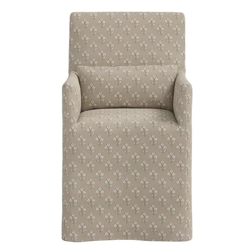 Lindy Slipcover Dining Arm Chair - Francie - Brown