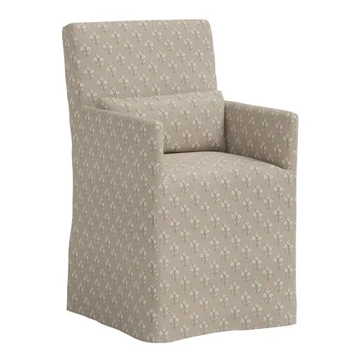 Lindy Slipcover Dining Arm Chair - Francie - Brown