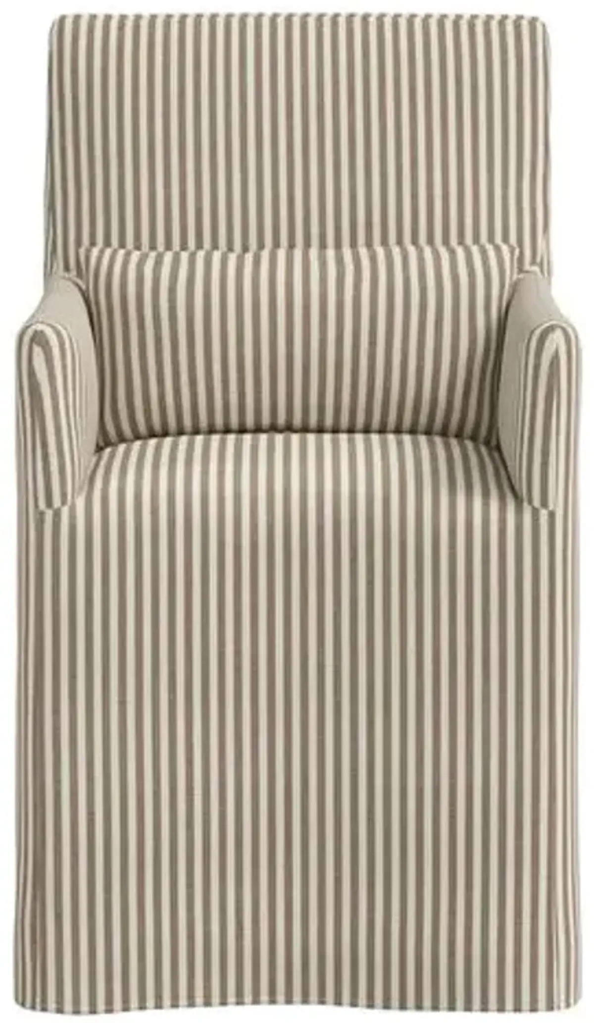 Lindy Slipcover Dining Arm Chair - Jane Stripe - Brown