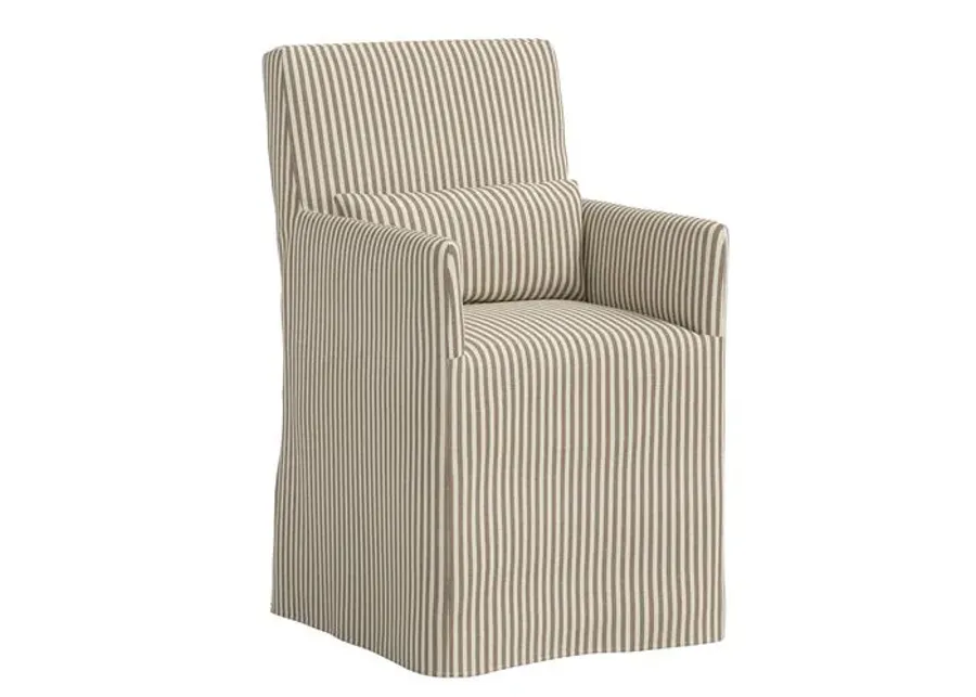 Lindy Slipcover Dining Arm Chair - Jane Stripe - Brown