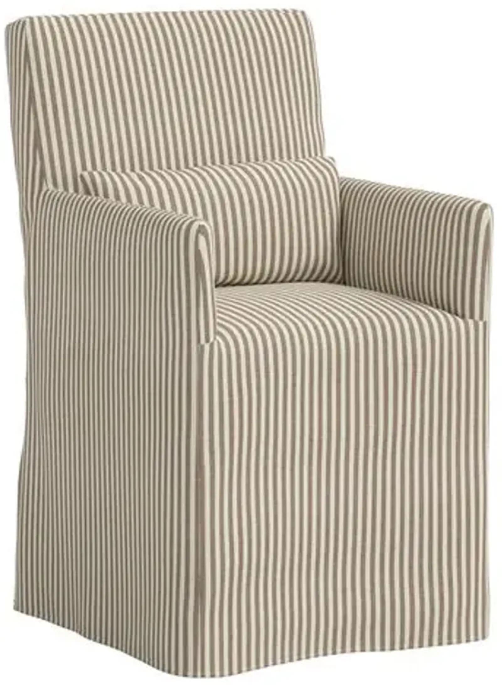 Lindy Slipcover Dining Arm Chair - Jane Stripe - Brown