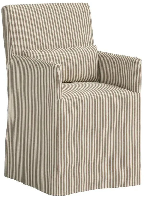 Lindy Slipcover Dining Arm Chair, Jane Stripe