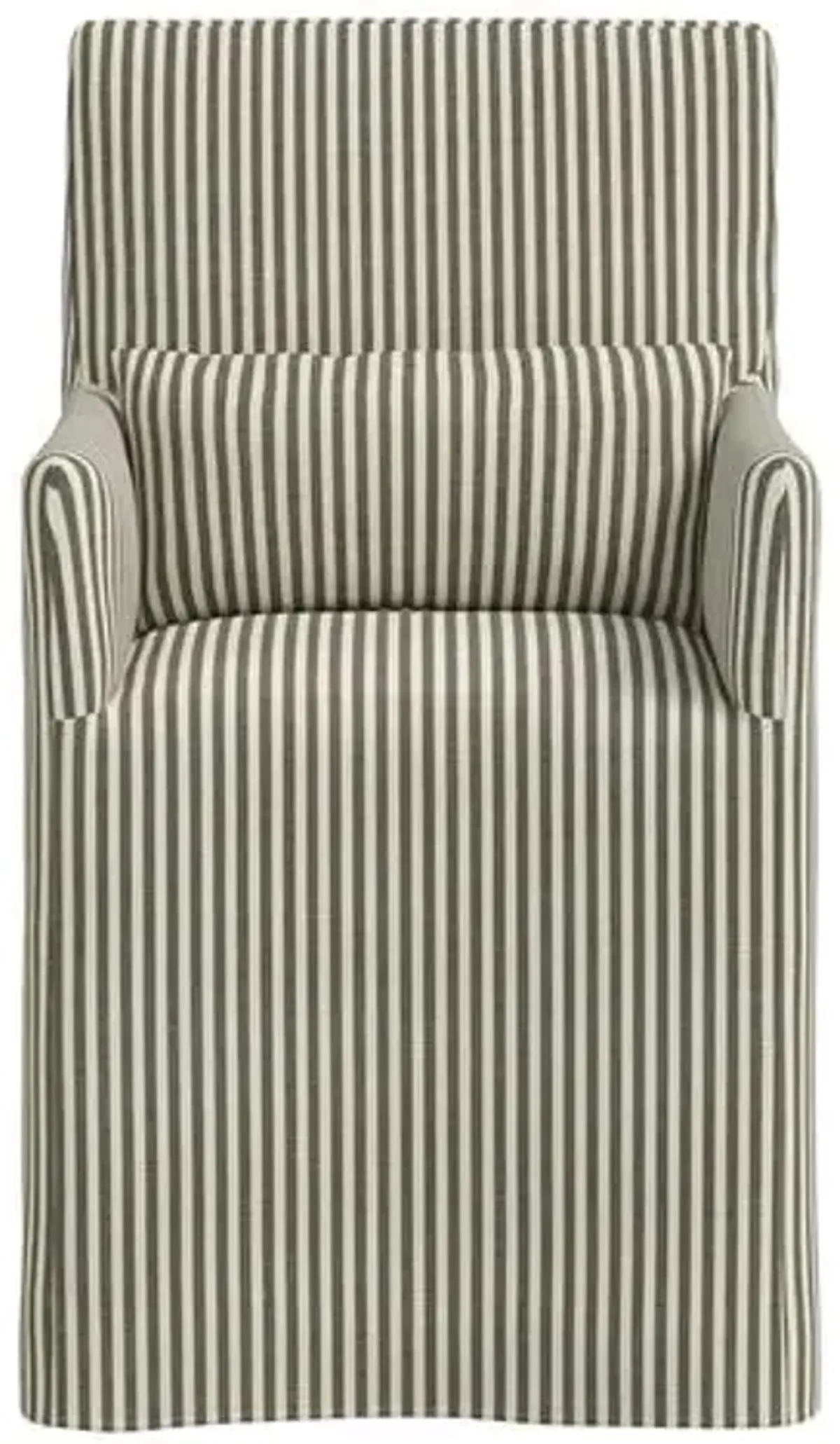 Lindy Slipcover Dining Arm Chair - Jane Stripe - Green