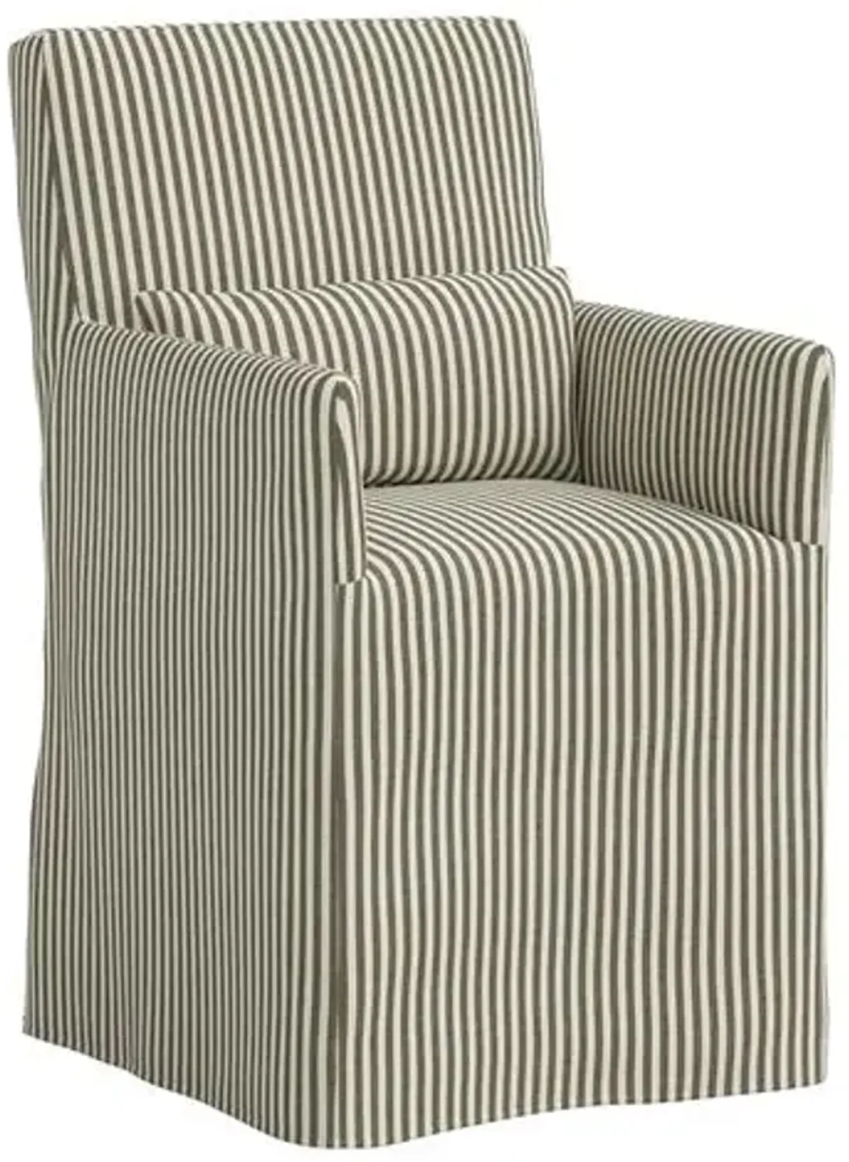 Lindy Slipcover Dining Arm Chair - Jane Stripe - Green