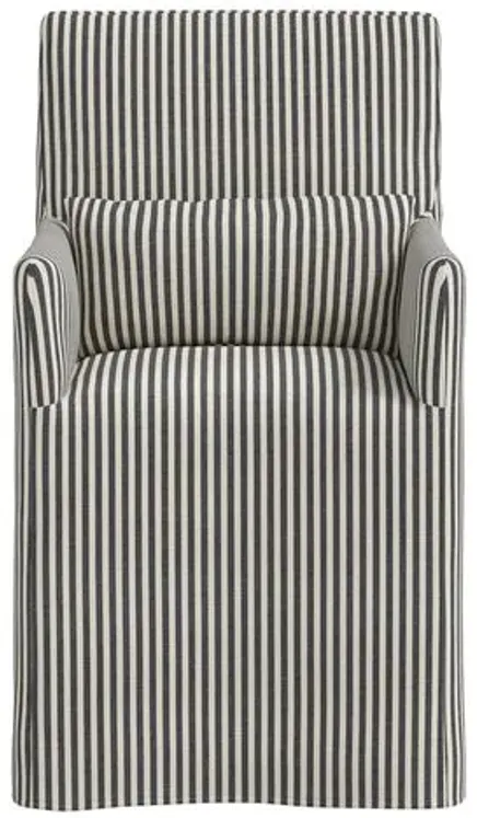 Lindy Slipcover Dining Arm Chair - Jane Stripe - Gray