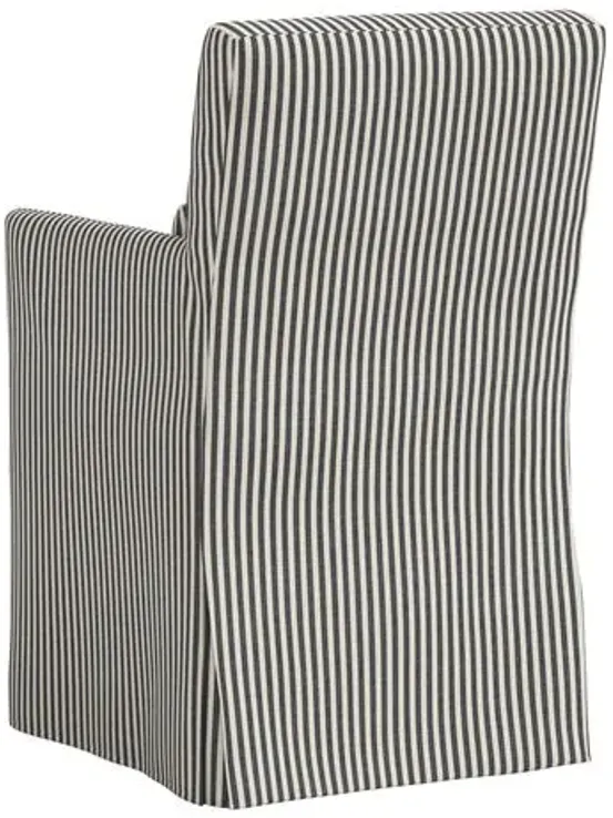 Lindy Slipcover Dining Arm Chair - Jane Stripe - Gray