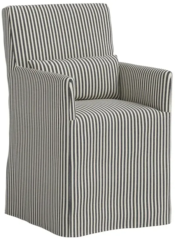 Lindy Slipcover Dining Arm Chair, Jane Stripe