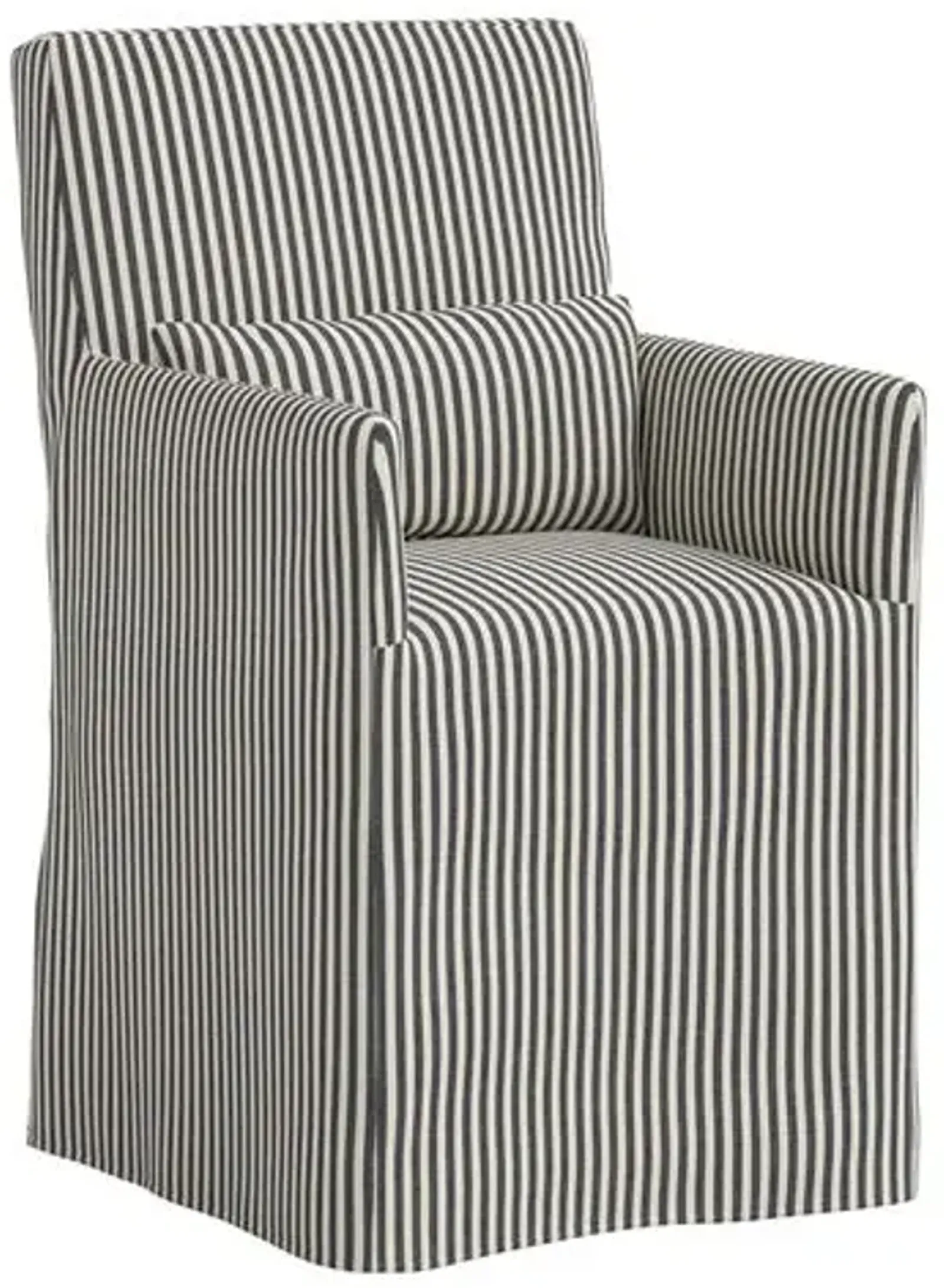 Lindy Slipcover Dining Arm Chair - Jane Stripe - Gray