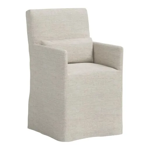 Lindy Slipcover Dining Arm Chair - Linen - Gray