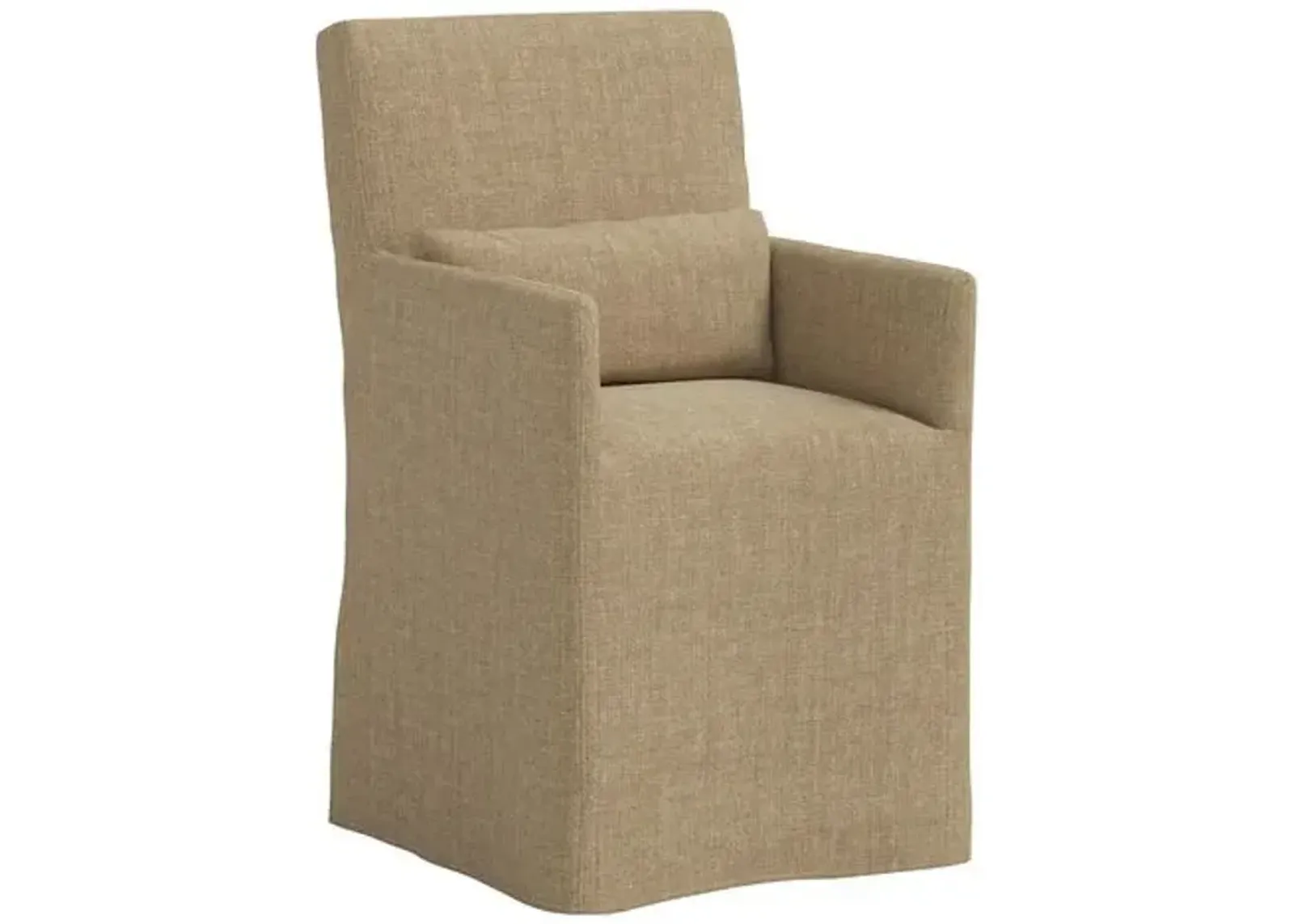 Lindy Slipcover Dining Arm Chair - Linen - Brown