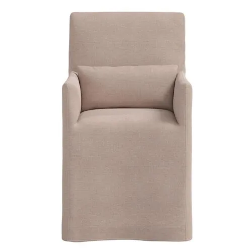 Lindy Slipcover Dining Arm Chair - Linen - Gray