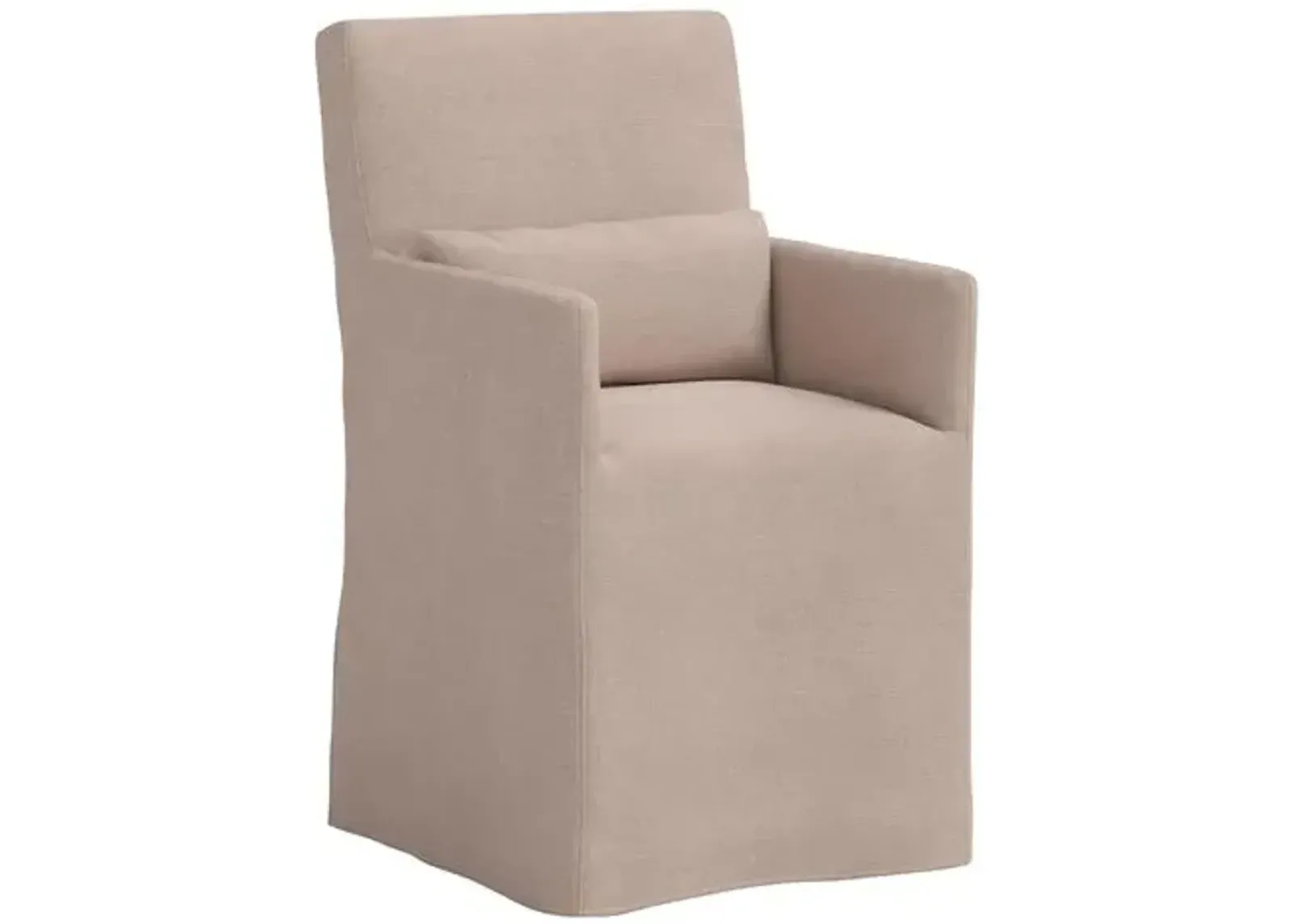 Lindy Slipcover Dining Arm Chair - Linen - Gray