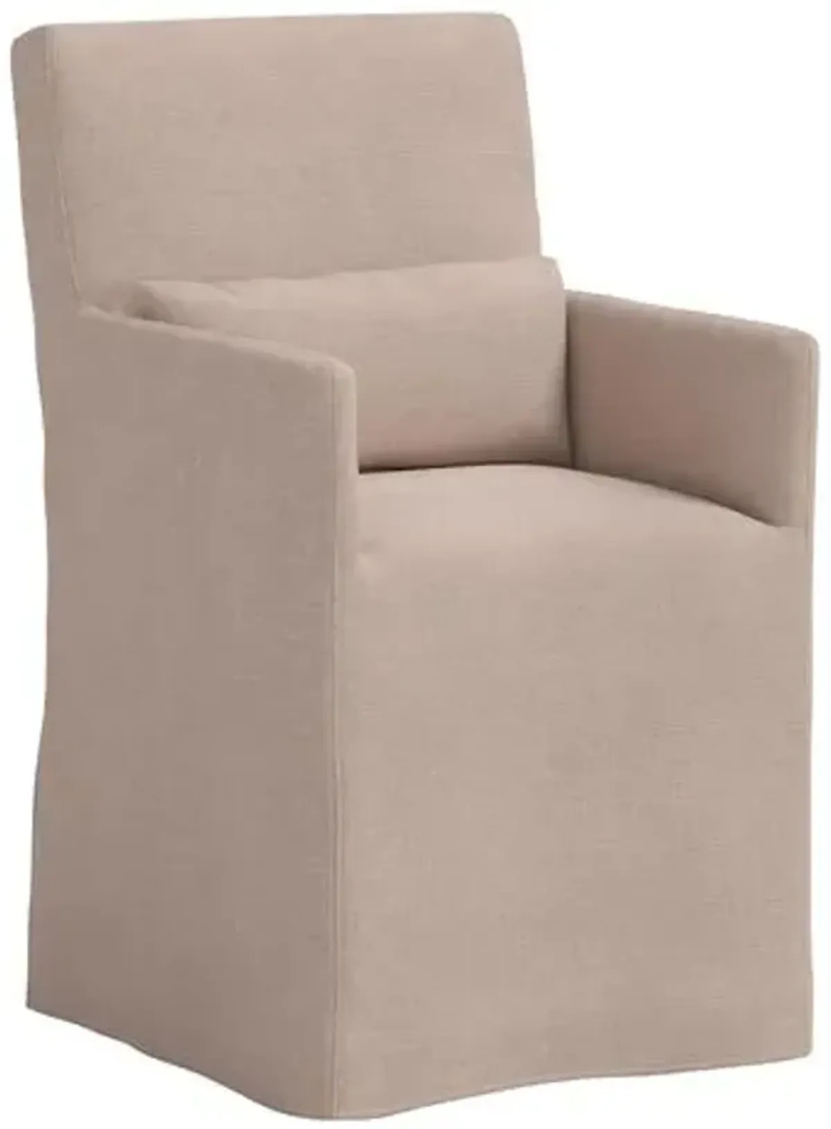 Lindy Slipcover Dining Arm Chair - Linen - Gray