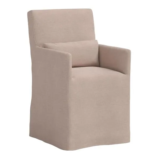 Lindy Slipcover Dining Arm Chair - Linen - Gray