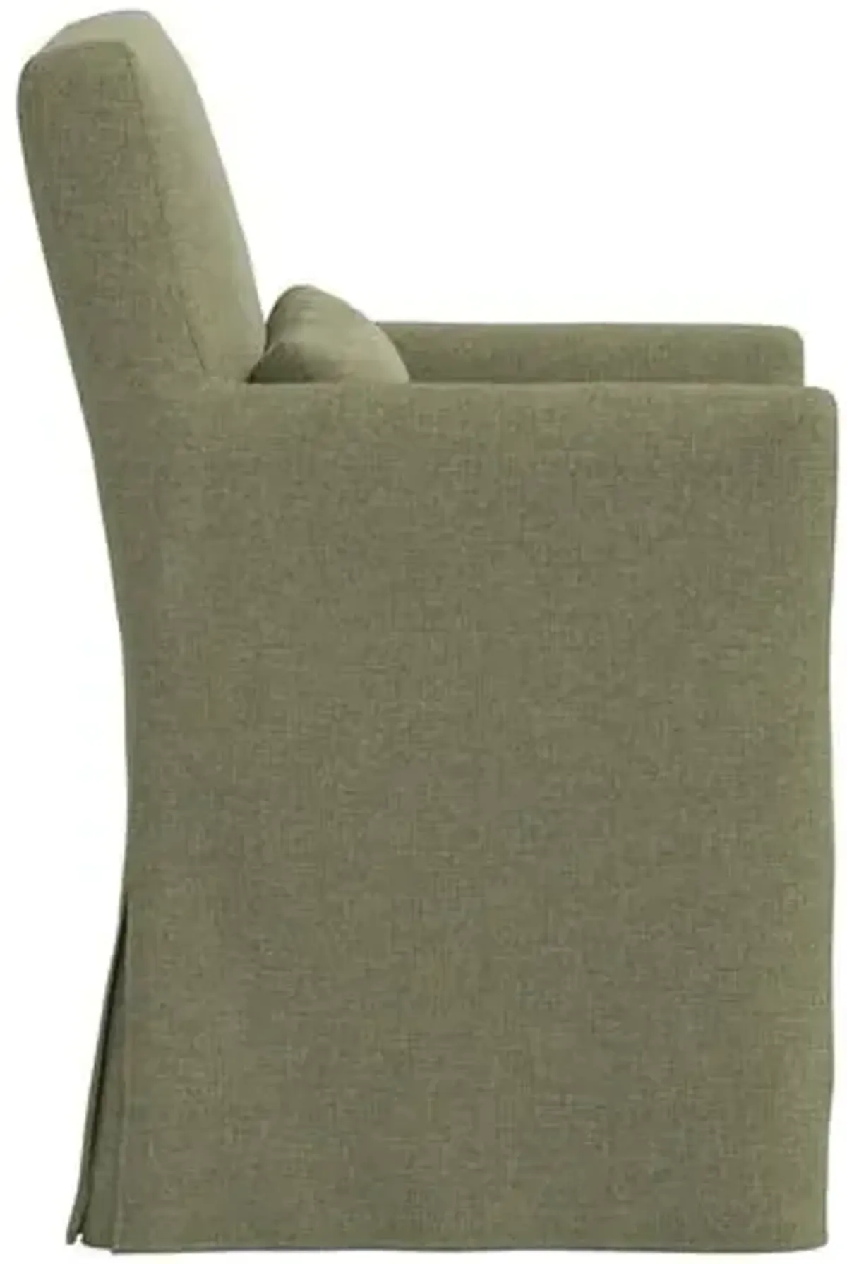 Lindy Slipcover Dining Arm Chair - Linen - Green