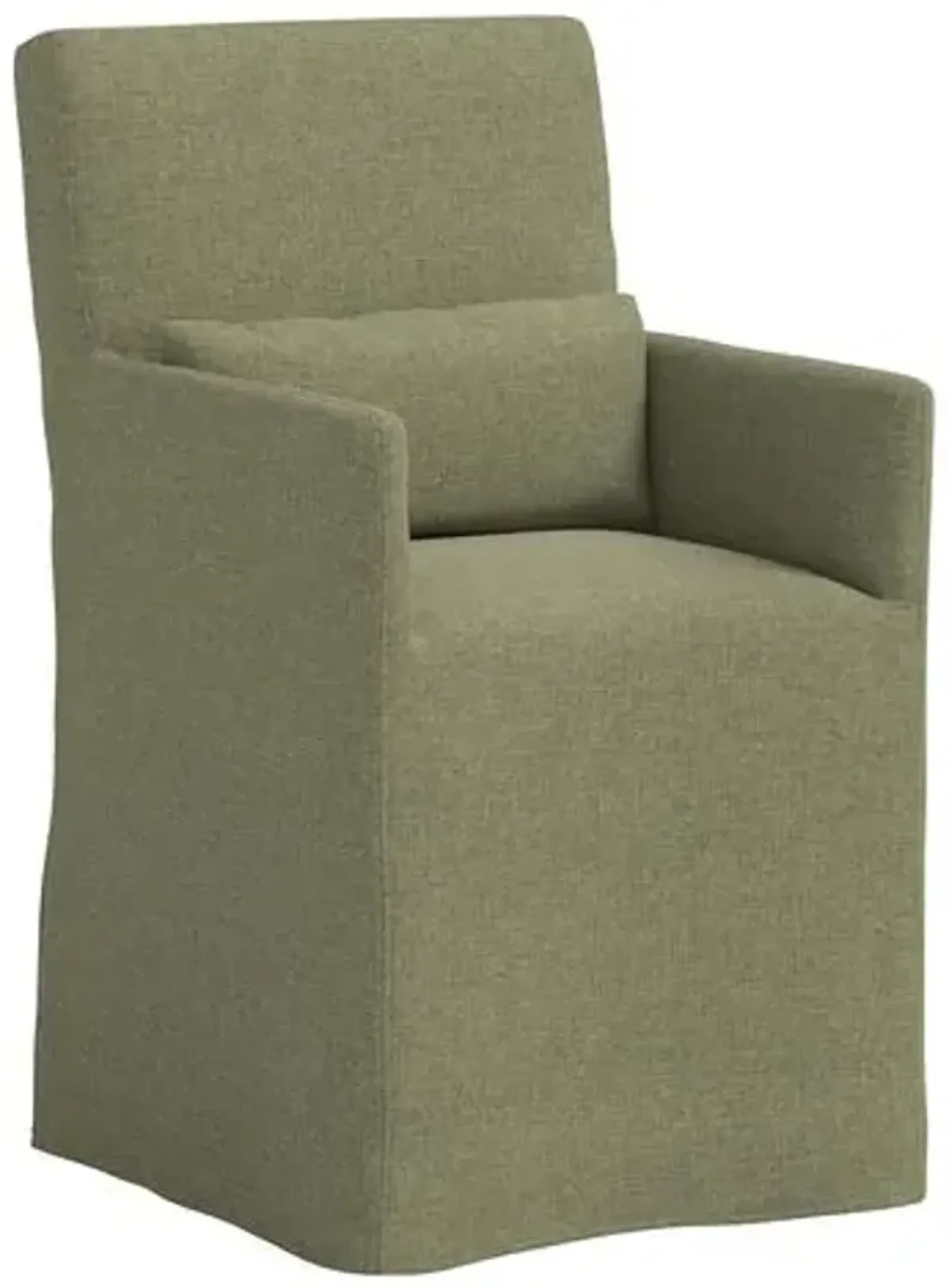 Lindy Slipcover Dining Arm Chair - Linen - Green