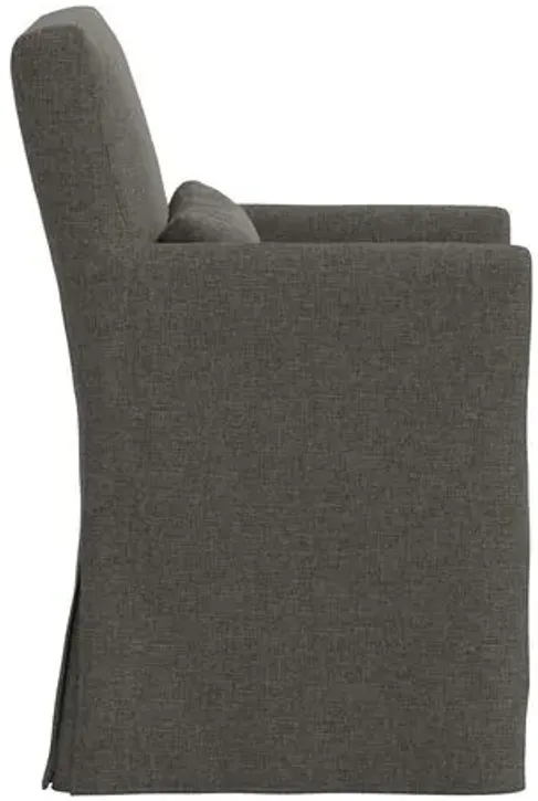 Lindy Slipcover Dining Arm Chair - Linen - Gray