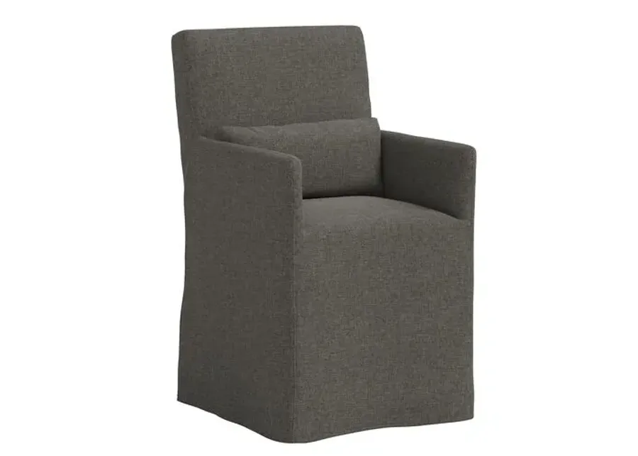 Lindy Slipcover Dining Arm Chair - Linen - Gray