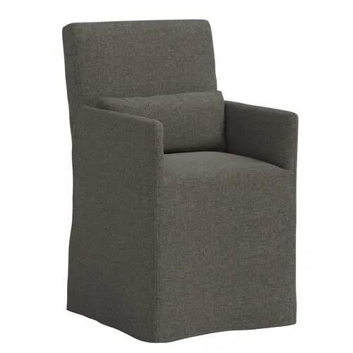 Lindy Slipcover Dining Arm Chair - Linen - Gray