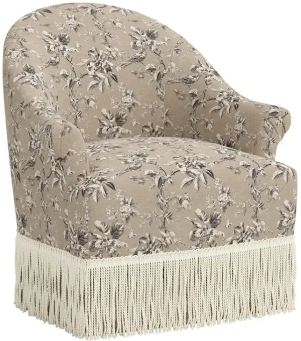 Marie Swivel Chair, Michigan Bird Toile