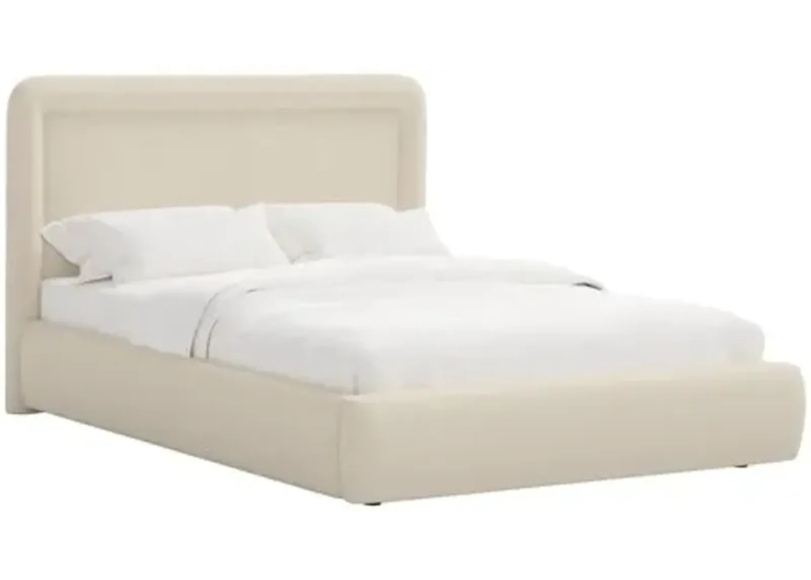 Marisa Platform Bed - Linen - Ivory, Upholstered, Comfortable & Durable